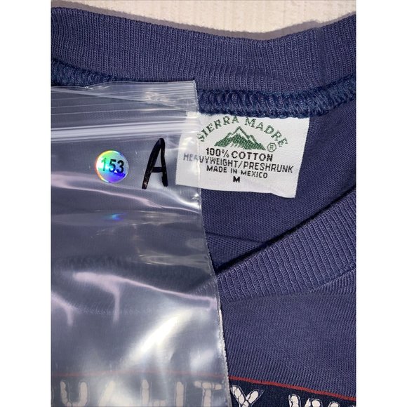 VINTAGE Y2K Sierra Madre Cotton Cropped Arizona Distressed Graphic Blue T Shirt - Picture 2 of 10